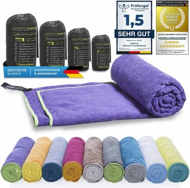 LightDry® Original спортивне рушник з мікрофібри для подорожей та рюкзака - спортивне рушник для басейну та фітнесу, швидковисихаюче, легке, антибактеріальне (60 x 30 см, фіолетовий)
