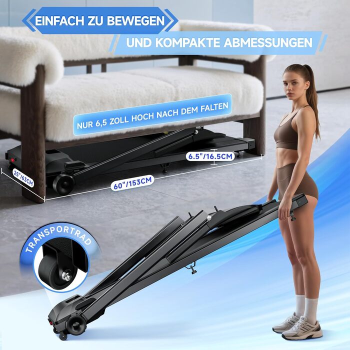 Електричний біговий тренажер Laufpad Klappbar Pro 12 км/год з LED-дисплеєм для дому, офісу та фітнесу