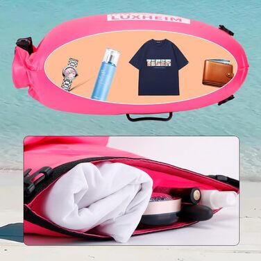 Буя для плавання Schleppschwimmer 28L, сигнальний, для відкритих вод, триатлону, водонепроникний Dry Bag, рожевий