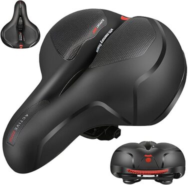 Сідло для велосипеда Yuirshion з Memory Foam, м'яке, комфортне, дихаюче, амортизуюче, для міста та гірських велосипедів, з червоною смугою, підходить для жінок та чоловіків