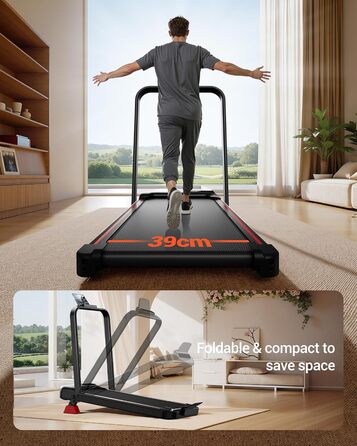 Lontek Walking Pad: Біговий килимок з нахилом 15% для дому з 2.5PS мотором та трійною амортизацією. Макс. навантаження 136 кг, чорний