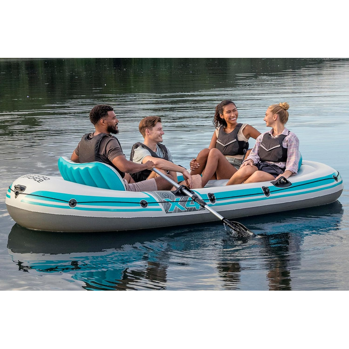 Надувний човен Bestway Hydro Force Adventure Elite X4 для 4 осіб, 315x165x41.5 см, з веслами та насосом