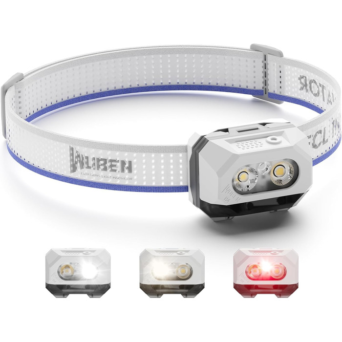 Ліхтар на лоб WUBEN H4 LED, 800 люмен, водонепроникний IP68, 10 режимів, з червоним світлом, для кемпінгу, риболовлі та піших прогулянок