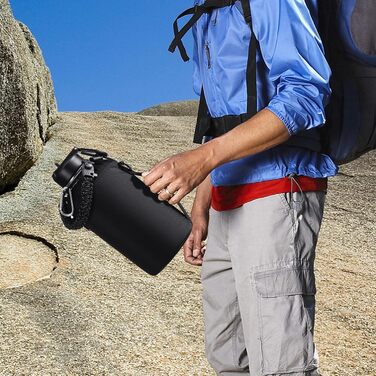 HydroPal Фляга з нержавіючої сталі - 750мл/1л/1.2л/1.9л, без BPA, для газованої води, ізольована з трубочкою та 2 кришками (білий/чорний, 1900мл)