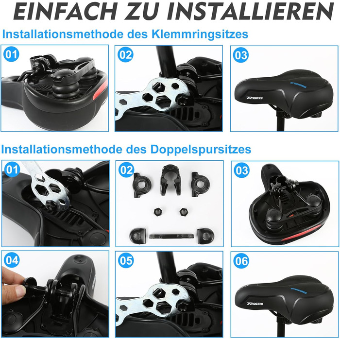 Велосипедне сідло з гелевою вставкою Pro 2.0: широке, м'яке, комфортне, дихаюче, з амортизацією, ергономічне, з піною з пам'яті, водонепроникне, чорне