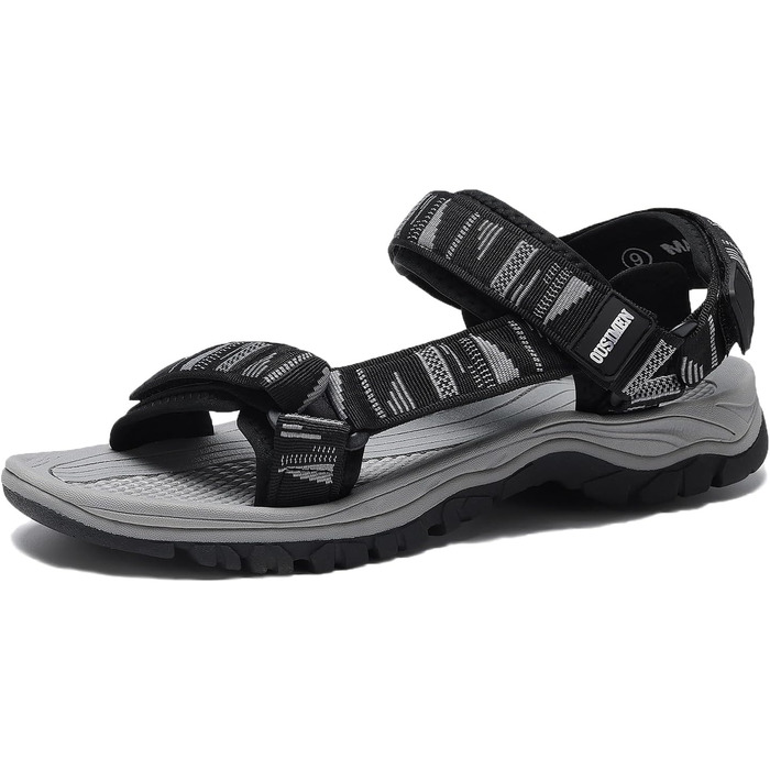 Чоловічі трекінгові сандалі SYKT для туризму та відпочинку на природі (чорний, сірий, 44 EU)