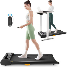 Біговий доріжка з додатком, Smart Walking Pad з подвійною амортизацією, ультратонкий біговий стіл з великою зоною бігу для дому/офісу, max 120 кг з пультом керування та LED-дисплеєм [SpaceWalk Lite] Чорний - без додатку