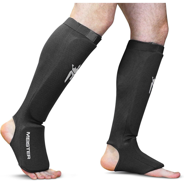 Захисні наколінники та щитків Meister MMA з еластичної тканини (пара), чорні, для дітей, розмір X-Small