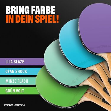PRO-SPIN Набір для настільного тенісу: ракетки, м'ячі, сумка | Преміум якість, 4 гравці | Різні кольори
