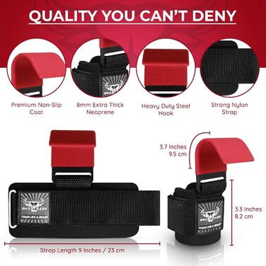 Набори для важкої атлетики BEAST RAGE: хрестовини, ремені для зап'ястя, неопренові пов'язки, неслизькі фітнес-бандажі для чоловіків та жінок (червоний)
