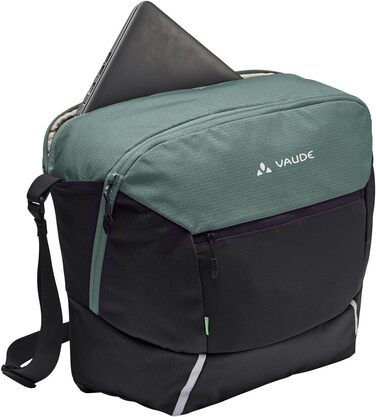 Велосумка VAUDE Cycle Messenger L 20 л з дощовиком, універсальна, чорна/зелена — месенджер для велосипеда
