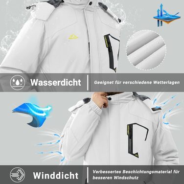 Чоловіча куртка KEFITEVD для сноуборду та активного відпочинку, тепла, водонепроникна, з капюшоном, біла, XL