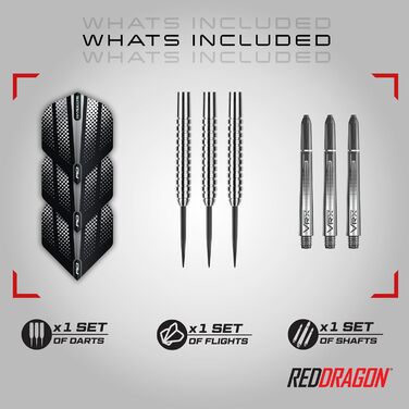 Дартс набір RED DRAGON Rebels 23 г, вольфрамові сталеві наконечники, з оперенням та шафтами