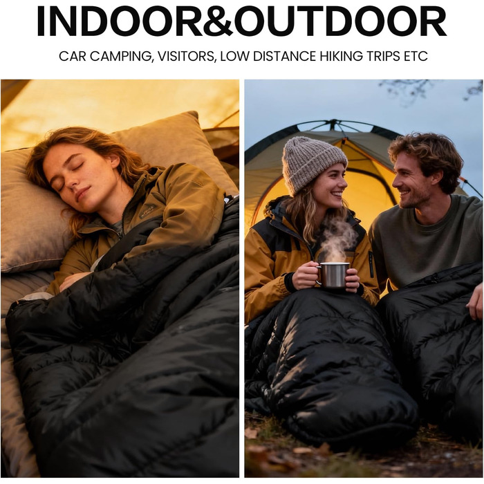 Спальний мішок 3-4 сезони: теплий, легкий, водонепроникний, для дорослих та дітей. Підходить для кемпінгу, трекінгу, хайкінгу (M, темно-сірий)
