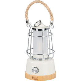 LED кемпінговий ліхтар на акумуляторі з Power Bank, 370lm, регулювання яскравості, USB зарядка, 2200-6500K, до 75 годин роботи, IP44, бамбук та льон