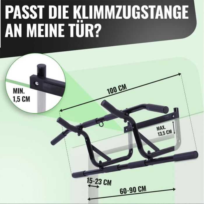 Климмер для дверного отвору без свердління, стабільний турнік для підтягувань та віджимань, з ременем для підтягувань, чорний, професійний, до 90 см