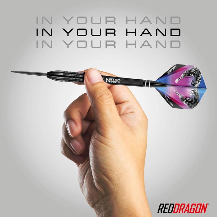 Дротики Red Dragon Peter Wright Snakebite 3, вольфрамові, 22 г, з оперенням і стрижнями