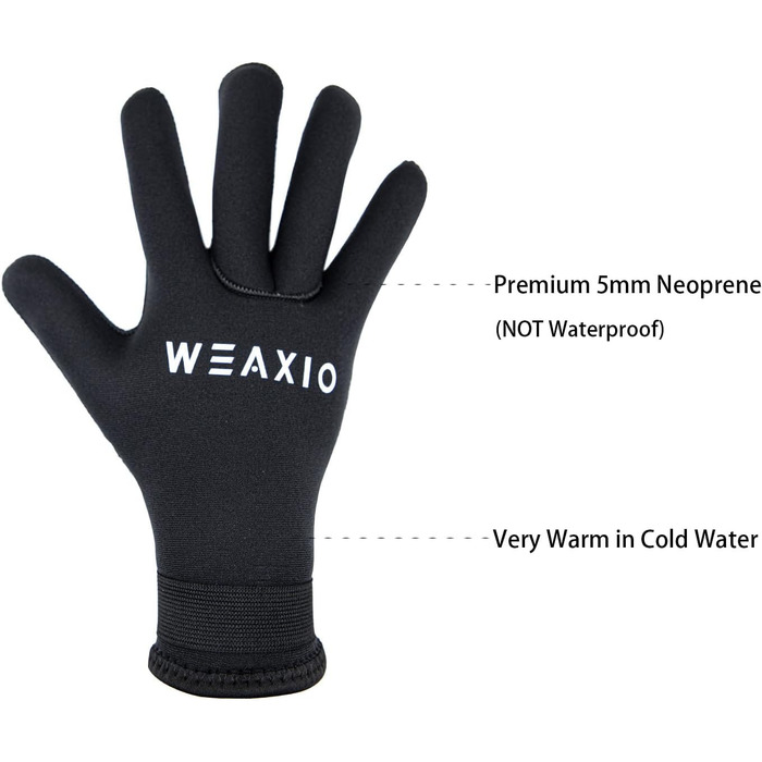 WEAXIO Неопренові рукавички для плавання та дайвінгу 3мм/5мм, чоловічі/жіночі, зимові терморукавички преміум-якості, рукавички для плавання XL 5мм