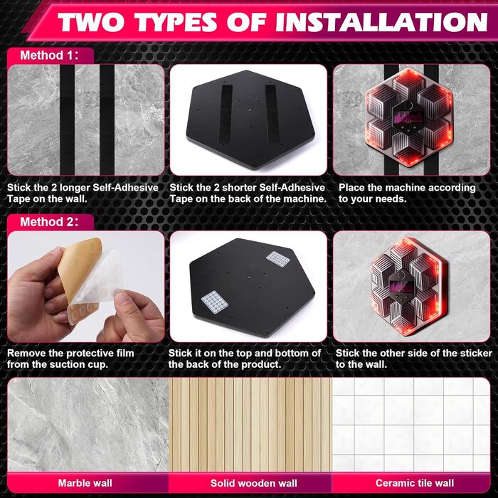 Музична боксерська машина для дорослих - 16 швидкостей, 14 режимів, Bluetooth, LED-підсвічування, з підрахунком ударів