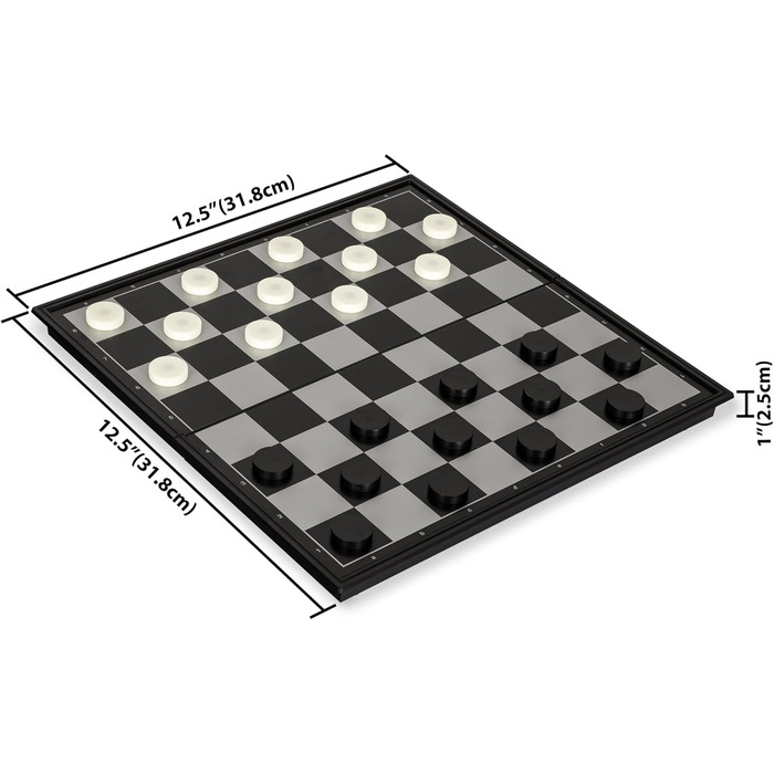 Набір для подорожей 2 в 1: шахи та шашки з магнітами - 31.8 см