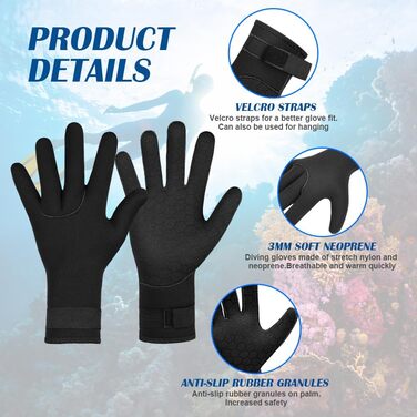 AUAUY Неопренові рукавички для плавання, 3 мм, теплі рукавички для дайвінгу, гнучкі рукавички для плавання з антиковзким покриттям, рукавички для дайвінгу для дорослих, рукавички для відкритої води, плавання, серфінгу, дайвінгу, XL, рукавички та шкарпетки