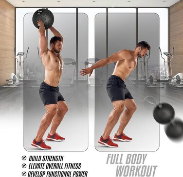 М'яч для ударів Yes4All Medizinball - 4.5кг, 6.8кг, 9кг, 11.3кг, 13.6кг, 18кг - чорний, синій, блакитний, помаранчевий, глянцевий для силових тренувань та фітнесу