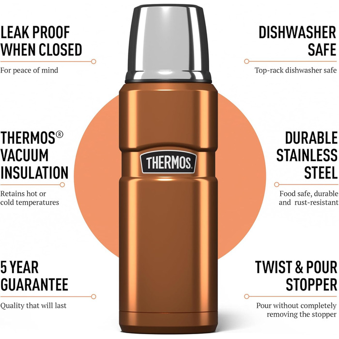 Термос-пляшка Thermos SK2000 470 мл з нержавіючої сталі, мідно-коричневий