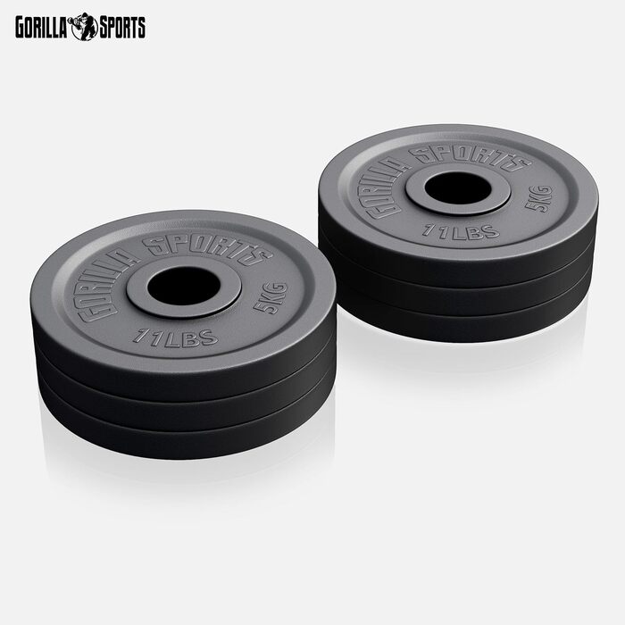 Олімпійські диски для штанги GORILLA SPORTS, чавунні, 1,25–30 кг, 50 мм, комплект або окремо