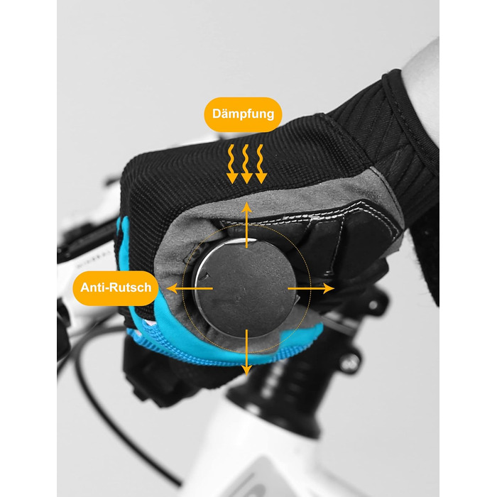 Велосипедні рукавички KUTOOK: антиковзаючі, амортизуючі, з гелевою підкладкою, сенсорні, для MTB, шосе, трейл, гірський велосипед, похід, блакитні, розмір L