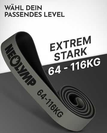 Резистентні гумки Neolymp з натурального латексу з електронною книгою для фітнесу - довгі гумки для силових тренувань, фітнес-гумки, гумки для підтягувань (дуже міцні | 64-116 кг)