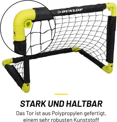 Ворота для футболу Dunlop - складані, чорно-жовті, 50x44x44 см - для гри в саду та в приміщенні