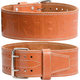 Преміальний ремінь для важкої атлетики 5 мм – 100% натуральна шкіра, для присідань, пауерліфтингу та силових тренувань, фітнес-ремні, середній розмір (об'єм талії 74-91 см), коричневий