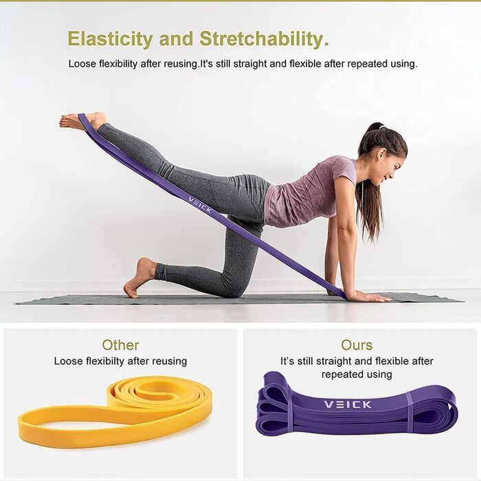 Фітнес-гумки VEICK: набір еластичних стрічок для фітнесу, калістеніки та пілатесу (5 шт. + накладки на ручки)