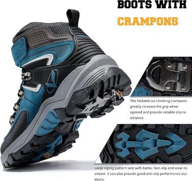 Зимові черевики VITIKE для дітей (хлопчики та дівчатка), тепле хутро, черевики для снігу та трекінгу, розмір 38 EU, колір Павлиній синій