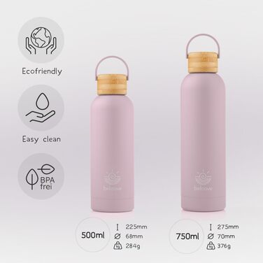 Термос пляшка beloove™ з нержавіючої сталі 500 мл, BPA-free, подвійні стінки, не протікає, для води і газованих напоїв, стійке до подряпин покриття, лілова