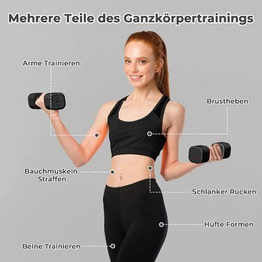 Набір гантелей Dripex регульовані 5 кг x2 або 2.5 кг x2, 6 шматків з регулюванням ваги 0.5 кг/0.25 кг (чорний)