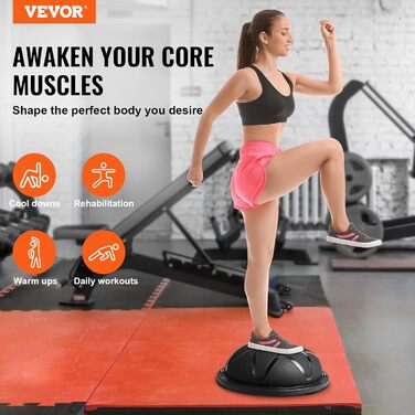 Фітбол VEVOR 58 см, 300 кг, з еластичними стрічками та насосом. Ідеально для йоги, фітнесу та тренувань вдома. Чорний.