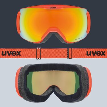 Гірськолижна маска uvex downhill 2100 CV з контрастною лінзою, широким оглядом та вузькою рамою, fierce red/orange-green