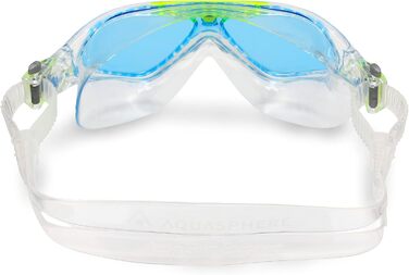 Дитячі плавальні окуляри AQUASPHERE Vista JR з UV-захистом, силіконовим ущільненням, протитуманним та герметичним склом, прозоро-салатові з синіми лінзами для хлопчиків і дівчат від 6 років