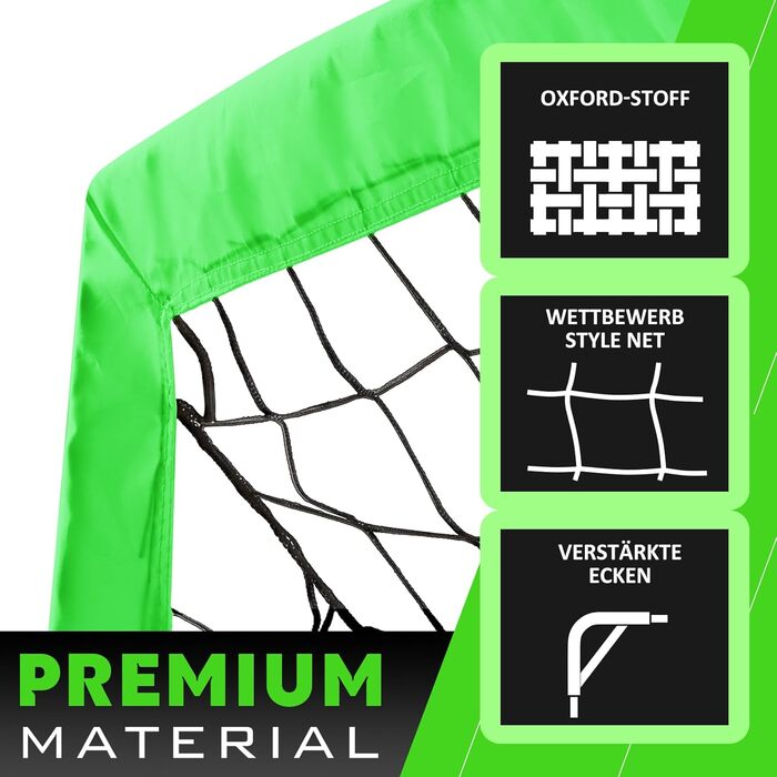 Ворота для футболу RUNBOW для дітей, портативні, для двору, дитяче тренування, з сумкою для перенесення, 2,7 x 1,5 м (зелені)