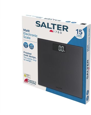 Електронна вага для ванної Salter Frosted Matt, 180 кг, LCD дисплей, точне вимірювання, батарейка в комплекті