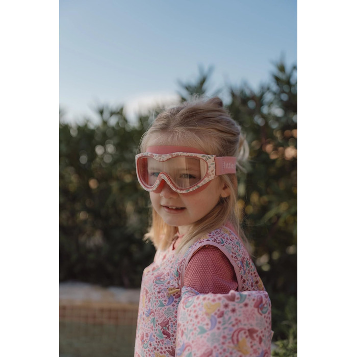 Дитячі окуляри для плавання Little Dutch Dreamy Mermaid рожеві для дівчаток 5-8 років з тканинною стрічкою
