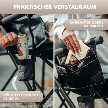 Складний туристичний стілець NaturBummler Cloud Sit+ сірий-чорний: для кемпінгу, риболовлі, відпочинку на природі. Макс. вага: 150 кг