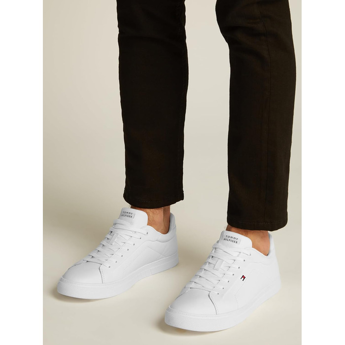 Чоловічі шкіряні кросівки Tommy Hilfiger Low Icon Court Leather Flag Essential, білі, розмір 44 EU