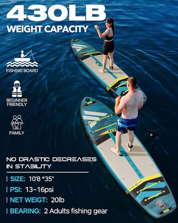 Надувна SUP-дошка Flypark Fishing&Family 3,5 м, 195 кг, з камеротримачем і ременем, екстра широка, для риболовлі та сімейного відпочинку