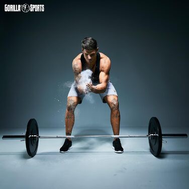 Олімпійський гриф GORILLA SPORTS 220 см, 50 мм, до 450 кг, з хромованим покриттям і замками, гриф для штанги