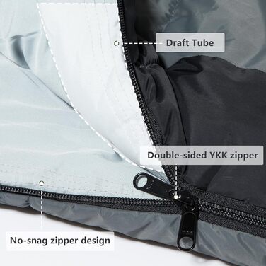 Спальний мішок BISINNA Mumienschlafsack -10°C - 5°C [400GSM] для туризму, кемпінгу та подорожей (сірий)