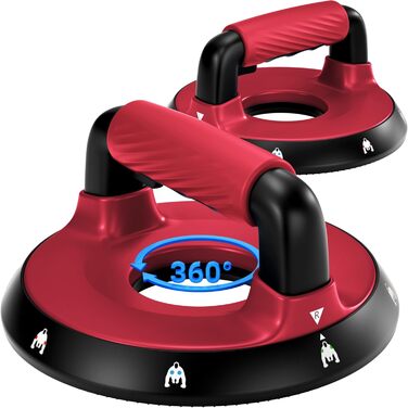 Регульовані бруси для віджимань 360° - тренажер для верхньої частини тіла для грудей, спини, плечей, біцепсів та трицепсів, знімні силіконові ручки, неслизькі гумові ніжки (червоний)