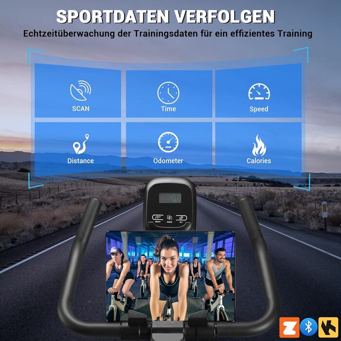 Велотренажер Wenoker з LCD-монітором та мобільним додатком, ergometer з магнітним опором, тихий велотренажер для дому, фітнес-велосипед, до 160 кг