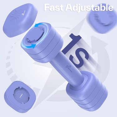 Sportneer Регульовані гантелі для жінок - набір з 2 гантелей (по 1-2,5 кг) з неслизьким TPU-покриттям, 4-в-1 набір гантелей для фітнесу вдома, домашній спортзал та силові тренування (світло-блакитний)